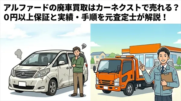 アルファードの廃車買取はカーネクストで売れる？0円以上保証と実績・手順を解説